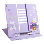 Carimee Book Holder for Kids, Tablets Stand for Desk, Stainless Metal, Adjustable, Purple, 2024 Gifts