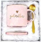 YHRJWN - Godmother Gift, Godmother Coffee Mug, Godmother Gifts from Godchild, Birthday Christmas Godmother Gifts for Women, Godmother Proposal Gifts, Pink Marble Mug 12 Oz with Gift Box