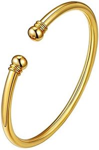U7 Gold Plated Bangle Bracelets for Women Round End Torque Cuff Bracelet for Women