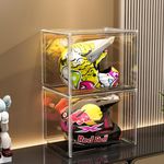 GUDEMAY XL Clear Stackable Plastic Storage Bins with Magnetic Lid - Dustproof Book, Purses & Cosmetic Display Cases, Large Figures Collectibles, Helmet Showcase, Shoe Box, Acrylic Protection Organizer