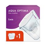 Aqua Optima Liscia Water Filter Jug & 1 x 30 Day Evolve+ Filter Cartridge, 2.5 Litre Capacity, for Reduction of Microplastics, Chlorine, Limescale and Impurities, White (Packing May vary)