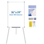 VIZ-PRO Dry Erase Easel Whiteboard, 36 x 24 Inches Tripod Flipchart Easel, Include 1 x Flipchart Pad