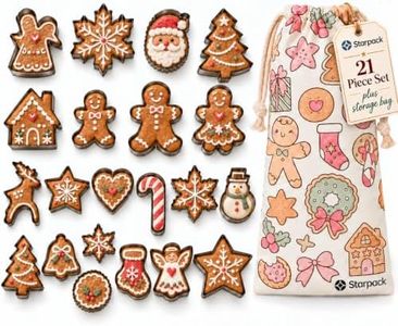 Starpack Christmas Cookie Cutters Set, 21 Piece Holiday Cookie Cutter Variety Pack with Storage Bag, Small 2.5" to Large 5" Inch 304 Stainless Steel Gingerbread Man, Snowflake, Star & Tree Shapes
