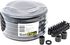 SoliFlex Flexible Conduit Outdoor Cable Contractor Pack IP40-10M Coil - Underground Burial, External Trunking, Electrical Ducting, Hose Pipe Wire Protection. w/Fittings - 10 Glands and Locknuts (M20)