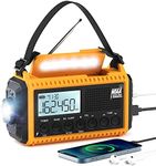 Auto NOAA Emergency Weather Radio, Solar Hand Crank Radio,Portable Battery Operated Emergency Radio with AM FM Shortwave,USB Charger,LED Flashlight,Clock, SOS Alert for Home Outdoors Camping Survival