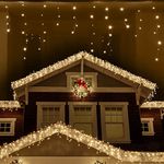 ANSIO® Outdoor Christmas Lights 1000 LED 35m/112ft Icicle Lights Outdoor & Indoor Warm White Decorations String Fairy Outside Lights with Timer for Xmas Garden & Party | Mains Powered Clear Cable