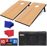 Cornhole Set, Regulation Size Cornhole Boards with 8 Bean Bags and Carrying Case, 4 ft x 2 ft Corn Hole Outdoor Game Toss Board for Adults Outside Activities (Natural)