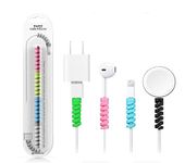 Spiral Cable Protector for Apple iPhone 15 Pro Max Cable Saver Charging Cord Protective Universal Earphones Cable Cover (4 Pieces -Set 1, Mix Colour, VNT.D1)