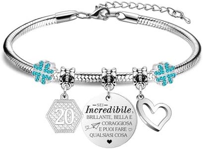 HEYEJET 20 ° Compleanno Regali Braccialetto in Argento Sei Incredibile Regalo per 20 Anni Donne Ragazze Sorella Zia Figlia Cugina Nipote Amica Amiche Gioielli di Compleanno Regolabile (20)