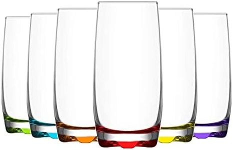 LAV Adora Highball Cocktail Glasses - 390ml - Rainbow - Pack of 6 Multicoloured Glasses