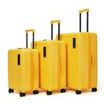 MOKOBARA The Transit Wave Set Of 3 Luggage|Small 54Cm, Medium 64Cm & Large 74Cm Yellow Polycarbonate 8 Wheel 360 Degree Trolley Hardsided Suitcase With Built In Tsa Lock Travel Suitcase (Summer)