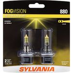 SYLVANIA - 880 Fog Vision - High Performance Yellow Halogen Fog Lights, Sleek Style & Improved Safety, Street Legal, For Fog Use Only (Contains 2 Bulbs)