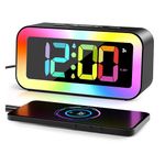 ONEWAY Digital Alarm Clock, RGB Colorful LED Clock, Alarm Clocks Bedside Mains Powered, Adjustable Brightness, Screen Always-Lit & Voice Control On/Off, 12/24h, Snooze, Weekend Mode, Power-Off Memory