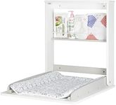 Badabulle Wall Mounted Changing Table, fold Down Baby Changing Unit with Changing mat and Storage