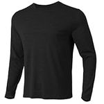 Merino Protect 100% Merino Wool Mens T-Shirt Soft Temperature-regulating Underwear Anti-Odor Long Sleeve Tops for Hiking Travel Black