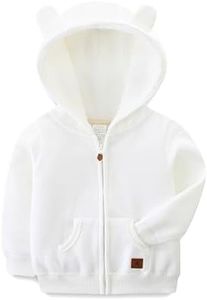 1 Year Old Boy Clothes Casual Outerwear Kids Lightweight Zip Hooded Jacket Baby Cute Coat White