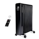 Oil Filled Radiator Free Standing – Electric Heater Energy Efficient – 11 Fin, 2500W, Black Portable Heater – Touch Screen Electric Radiator with Remote Control– by Nuovva