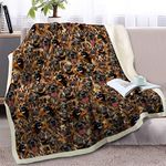 BlessLiving Fuzzy Dogs Blanket For Kids Adults Cute Puppy Fleece Blanket Reversible Animal Pattern Sherpa Throw Twin/Double (German Shepherd Dog,150x200cm)