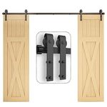 TSMST 305CM/10FT Sliding Barn Door Hardware Kit Track Roller Closet Accessory for Double Door