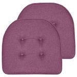 Sweet Home Collection Chair Cushion Memory Foam Pads Tufted Slip Non Skid Rubber Back U-Shaped 17" x 16" Seat Cover, 2 Pack, Purple