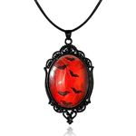 Gothic Vampire Bat Cameo Necklace Vintage Blood Bat Pendant Necklace Mystic Witch Choker Jewelry Gift Halloween Costume Cosplay Accessories (red)