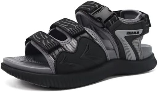 KuaiLu Mens Arch Support Hiking Sandals Orthopedic Athletic Sport Recovery Walking Cushion Sandals Open Toe Summer Beach Travel Sandles Plantar Fasciitis Water Outdoor Sandalias BlackGrey 8