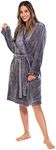 Turquaz Robes For Women, Womens Fleece Shawl Collar Soft Plush Knee Length Spa Robe