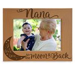 KATE POSH - Nana I Love You to The Moon and Back Engraved Natural Wood Picture Frame, for Grandma, Birthday Gifts, Best Grandma Ever, Granddaughter & Grandson (5x7-Horizontal)