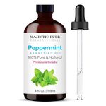 MAJESTIC PURE Peppermint Essential Oil | 100% Pure and Natural Peppermint Oil | Premium Grade Essential Oils for Hair Care, Home Diffusers, Skin, Aromatherapy, Massage and Humidifiers | 118 ml