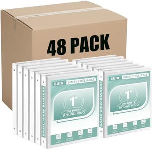 SUIN Basic 1-Inch 3-Ring-Binder, Customizable Clear View Cover, for US Letter Size 8-1/2 x 11'', Perfect for Office/School (White - 48 Packs)
