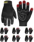 HANDLANDY Work Gloves for Men & Women, Utility Mechanic Working Gloves Touch Screen, Flexible Breathable Gardening Gloves for Yard Maintenance (Large, 6 Pairs)