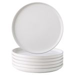 AmorArc Ceramic Plates Set of 6, 8.5 Inch Stoneware Plates set, Dessert, Salad, Appetizer, Small Dinner Plates, Microwave, Dishwasher Safe, Scratch Resistant Kitchen Plates-Reactive White