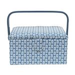 Korbond Sewing Basket - Medium - Blue Fern Design - 14.5cm x 19cm x 26cm