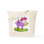 CafePress Purple Cow Red Hat Tote Bag Natural Canvas Tote Bag, Reusable Shopping Bag