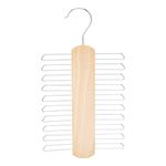 Amazon Basics 20 Bar Wooden Tie Hanger & Belt Rack - Natural, 2-Pack