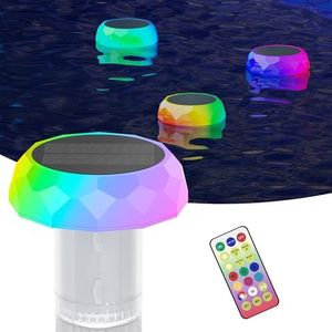 KIALUSH Solar Pool Lights Waterproof LED Light Control for Inground Pools, Solar Pool Lights for 3 Inch Pool Chlorine Tablets, Above Ground Pool Floating Pool Chlorine Dispenser