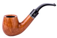 Wooden Tobacco Smoking Pipe, Hand Carved of Briar Root, Fits 9mm Filter, Comes with Pouch, Boxed (Holmes, Gold)