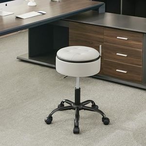 FIRAVOE Vnity Stool with Wheels (Chair & Small Table in One) (Adjustable Tattoo Chair 20.67"-24.61"), Gray Stool for Desk with Storage