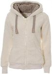 kooosin Women's New hooded sherpa jacket women Casual Winter Warm Soft Teddy Coat Zip Up Hooded Sweatshirt Jacket Coat, White, X-Large