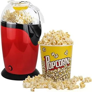 Leogreen - Appareil à Popcorn Eléctrique, Eclateur de Maïs, Rouge, Dimensions: 30,5 x 17 x 16,3 cm, Capacité de la tasse: 60 g