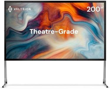 Valerion 200'' Outdoor Camping Portable Folding Screen and Stand, 3-Layer Matte White PVC 1.3 Gain, 16:9 Outdoor Movie Screen, Supports 4K 8K HD, Anti-Wrinkle, Windproof Stability Kit & Carrying Bag