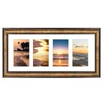 Golden State Art, 8x20 Antique Gold Photo Collage Frame with White Mat displays (4) 4x6 Pictures - Great for Dad Gifts from Daughter Son