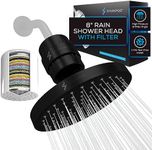 SparkPod Luxury Filtered Shower Head Set 23 Stage Shower Filter - Reduces Chlorine and Heavy Metals - High Pressure Showerhead Filter (8" Round, Midnight Black Matte)