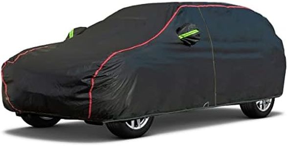 AUQDD 6-Layers PEVA New Material Sedan SUV Full Padded Car Cover Waterproof All Weather Weatherproof UV Sun Protection Snow Dust Storm Resistant Outdoor Exterior Custom Form-Fit Straps 178"-190" Black