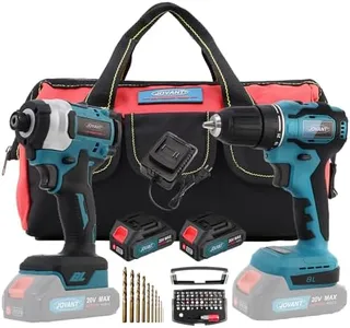 JOVANT Cordless Drill and Impact Driver, Electric Drill and Impact Driver Combo Kit with 3/8-inch Electric Drill and 1/4-inch Impact Driver with 2 2A Batteries and 1 2.4A Charger