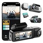 BOTSLAB 4K 3 Channel Dash Cam with 128GB Card, Voice Control, 3.18" Touch Screen, 2160P +1080P+1080P Front and Rear Inside Loop Recording, 5.8GHz WiFi, GPS, Night Vision, WDR, Parking Mode
