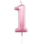 1st Birthday Candle First Year Pink
