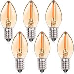 LED Night Light Bulbs C7 Candelabra LED Light Bulbs 0.5W Light Candle Bulbs 5W Incandescent Equivalent, Amber E12 Chandelier Base 2200K Warm White Light Candle Bulbs 50LM Non-Dimmable, 6-Pack