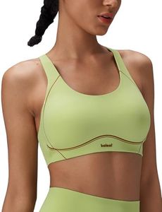 BALEAF Freeleaf Broadway High Support Sports Bra for Women Dance Yoga Workout, Wirefree Molded Cup Spaghetti Strap Longline Padded Tops, Light Green S