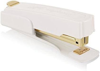 Swingline Vintage Stapler, 20 Sheet Capacity, Jam Free, Compact, Built-In Staple Remover, Metal, White and Gold (S7042301AZ)